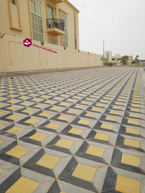 نقشة مكعبات ثلاثية الأبعاد أصفر ورمادي